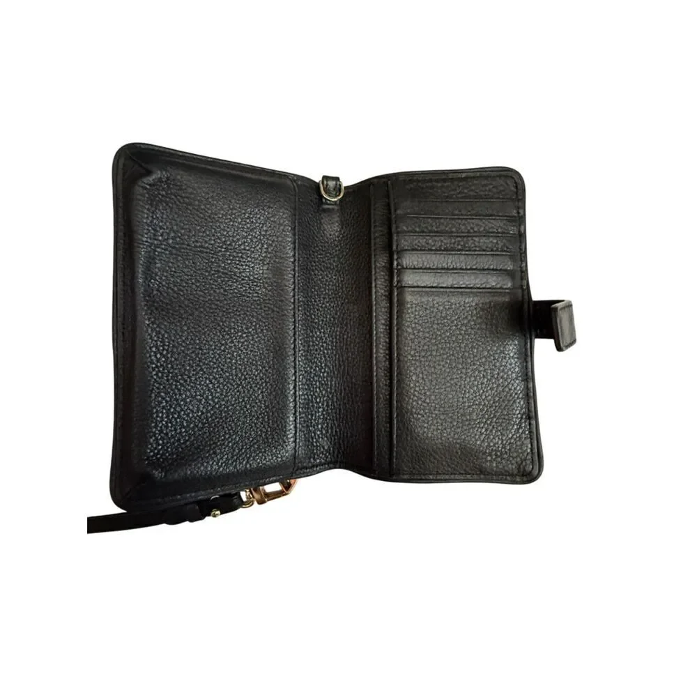 Tory Burch Black Leather Wristlet Wallet Clutch